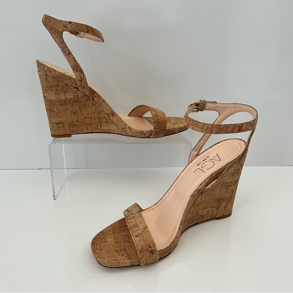 AGL Demi Ankle Strap Cork Wedge Sandal in Natural NEW - Picture 4 of 14